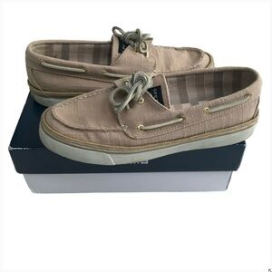 9M In OG Box Sperry Top Slider Bahama Natural Linen Flats Casual Shoes Women’s